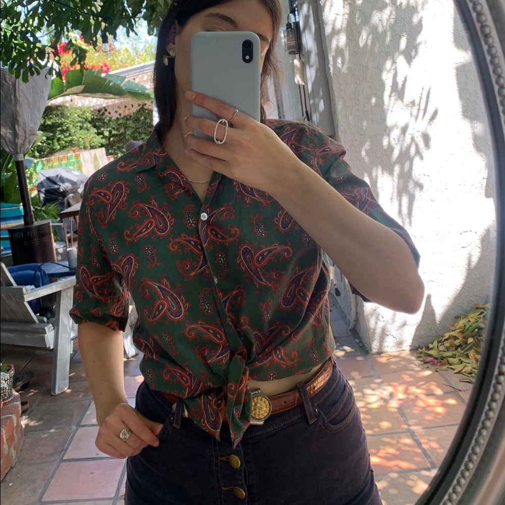 Vintage Paisley Short Sleeve Button Up Shirt